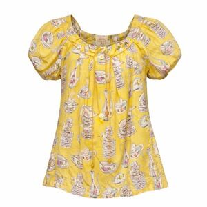 Cottagecore Whimsical Teacup Blouse Womens Size Small Storybookcore Coquette